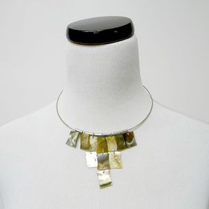 JOYCE mother of pearl bib necklace / wire choker